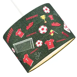 Red and White Themed Football Cotton Fabric Lamp Shade with Grass Background