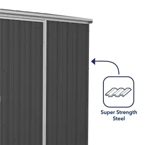 Absco 7.5ft x 5ft Metal Garden Storage Shed Reverse Apex Dark Grey Outdoor Building Single Door