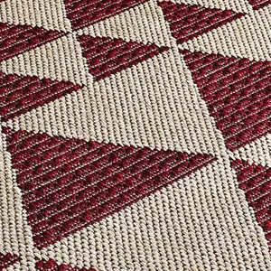 Modern Easy to Clean Flatweave Anti-Slip Geometric Red Rug for Dining Rug-160cm X 225cm