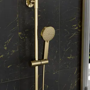 Nes Home Brushed Brass Round Exposed Thermostatic Shower Kit