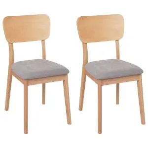 Set of 2 Dining Chairs MINIER Rubberwood Light Wood