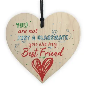 Red Ocean Handmade Wood Heart Plaque Gift For Classmate Teacher School Friendship Thank You Gift End Of Term Present