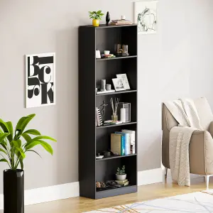 Vida Designs Cambridge Black 5 Tier Extra Large Bookcase Freestanding Shelving Unit (H)1750mm (W)600mm (D)240mm