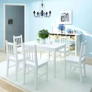 Berkfield Seven Piece Dining Set Pinewood White