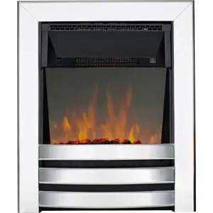 Focal Point Langham 2kW Chrome effect Electric Fire With reflective glass flame (H)555mm (W)390mm (D)114mm