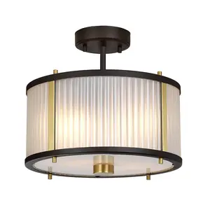 Elstead Corona Cylindrical 2 Light Pendant, Museum Bronze, Frosted Glass