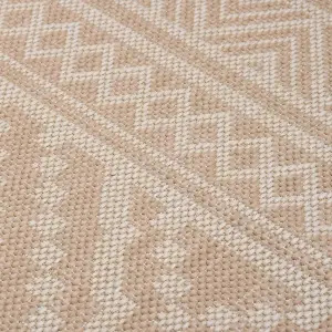 Outdoor Flatweave Rug 80x250 cm Brown Stripes