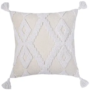 White Geometric Indoor Cushion (L)50cm x (W)50cm