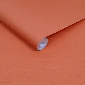 Stitch Please Terra Terracota Orange Textured Plain Wallpaper