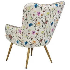 Wingback Chair VEJLE with Footstool Fabric Cream