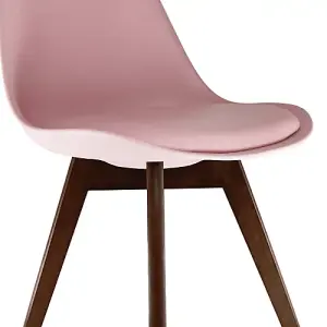 Soho Blush Pink Plastic Dining Chair with Squared Dark Wood Legs