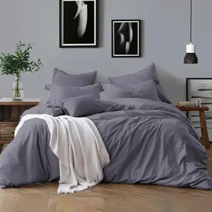 Klarita Polyester Solid Colour Duvet Cover Set with Pillowcases Charcoal / Kingsize - 2 Pillowcase (50 x 75 cm)