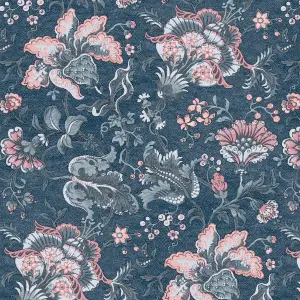 Laura Ashley Portia Dark seaspray Floral Smooth Wallpaper Sample