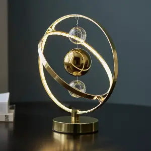 Luminosa Muni Complete Table Lamp, Gold Effect Plate With, Gold Glass