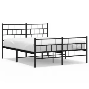 Berkfield Metal Bed Frame with Headboard and Footboard Black 135x190 cm