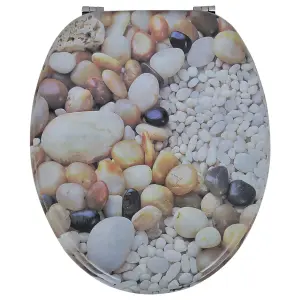 Toilet Seats with Lids 2 pcs MDF Pebbles