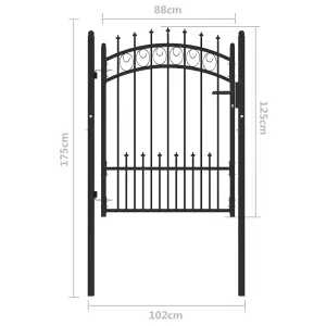 Berkfield Fence Gate with Spikes Steel 100x125 cm Black