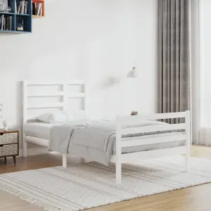 Berkfield Bed Frame White Solid Wood 100x200 cm