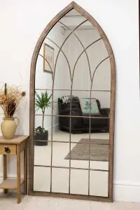 MirrorOutlet The Dorset Rustic Framed Arched Leaner Wall Mirror 168CM X 76CM