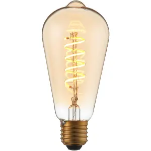 Amber Glass 4W E27 Pear Filament LED Light Bulb - Dimmable Warm White - 280lm 2200k