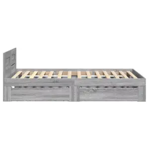 Berkfield Bed Frame with Headboard without Mattress Grey Sonoma 100x200 cm