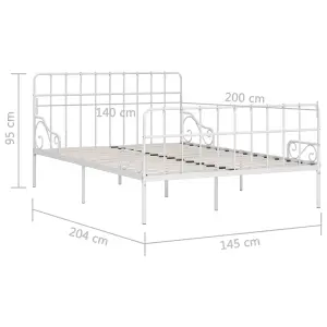 Berkfield Bed Frame with Slatted Base White Metal 140x200 cm