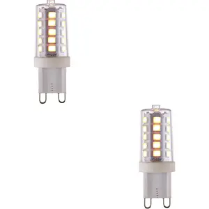 2 PACK Clear & White 3.7W G9 SMD LED Light Bulb - Dimmable Warm White - 470lm 3000k