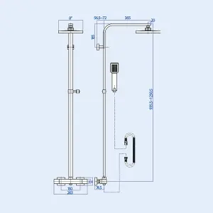 Nes Home Square Twin Head Exposed Valve Thermostatic Shower Mixer Set Brushed Gold