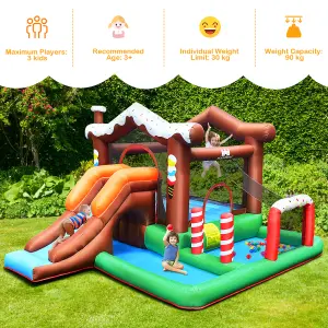 Costway Inflatable Bounce House Jumping Castle w / Slide & Mesh Protection