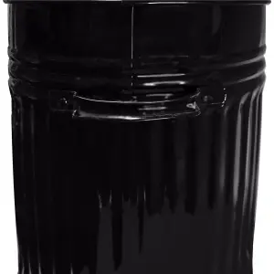 Black Metal Bin Retro Galvanised Dustbin Vintage Style Steel Bin - 45L