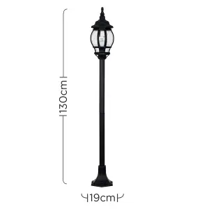 ValueLights Windsor Modern Black Outdoor Garden IP44 Rated Wired Bollard Lamp Post Light