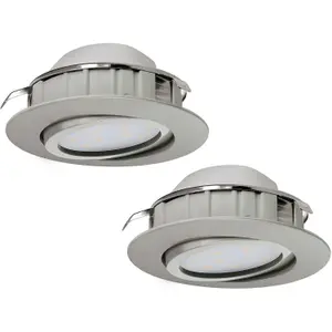 2 PACK Wall / Ceiling Flush Downlight Satin Nickel Plastic 6W Built in LED