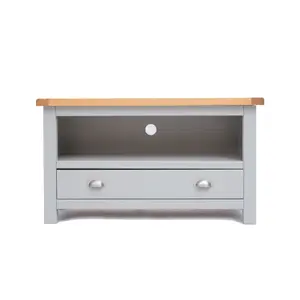 Argenta Light Grey 1 Drawer TV Cabinet Chrome Cup Handle