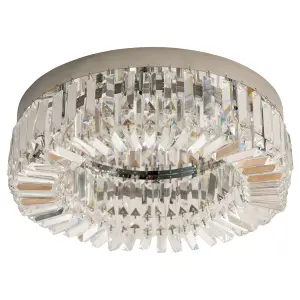 HOMCOM Crystal Ceiling Light Modern Chandeliers for Living Room Bedroom Silver