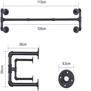 Wall Mounted Clothes Rack,105cm (2 Packs)