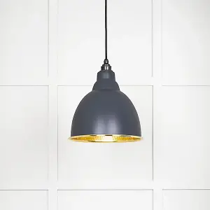 Hammered Brass Brindley Pendant in Slate