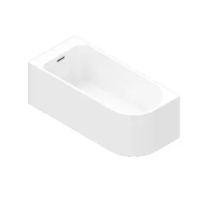 GoodHome Gloss White Back to wall Acrylic J-shaped Left-hand Bath (L)1700mm (W)750mm