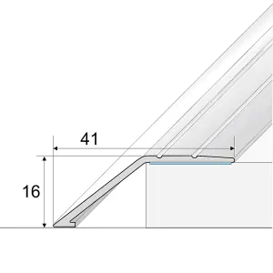 A47 41mm Anodised Aluminium Self Adhesive Door Threshold Ramp Profile - Inox, 0.9m