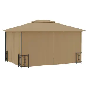 Berkfield Gazebo with Sidewalls&Double Roofs 3x4 m Taupe