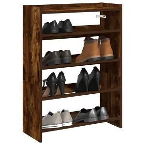 Berkfield Shoe Rack Smoked Oak 80x25x61.5 cm Engineered Wood