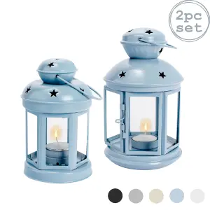 Nicola Spring - Metal Hanging Tealight Lanterns - 2 Sizes - Pack of 2