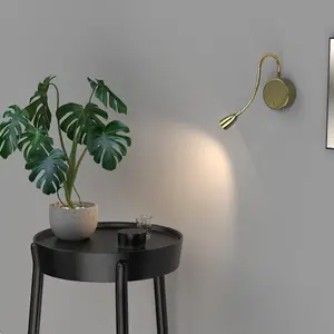 CGC MATILDA Satin Gold Adjustable Flexible Neck LED Rechargeable Magnetic USB Reading Bedside Wall Light