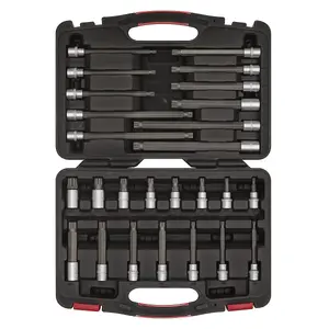 Sealey 3/8" Square Drive Spline Socket Bit Set 26 Pcs Tool Kit Platinum AK89002