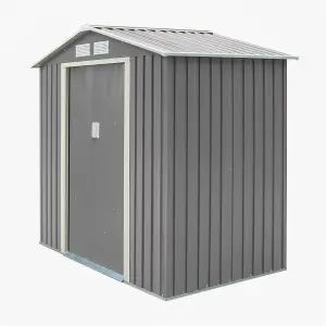 8 x 6 Double Door Metal Apex Shed (Light Grey)