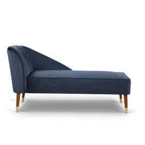 Right Hand Chaise Lounge in Velvet Navy Blue