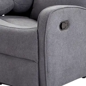 3 Seater Manual Reclining Sofa with Two Cup Holders in Dark Grey Fabric - Parma