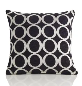 Oh 45cm x 45cm Luxury Geometric Chenille Cushion Black