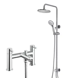 Nes Home Winstead Round Exposed Multi Function Shower Set - Riser Rail Kit & Bath Shower Mixer Tap