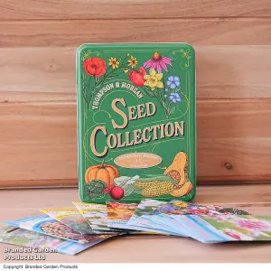 Thompson & Morgan - Seed Storage Tin + 10 Packets of Flower Seed