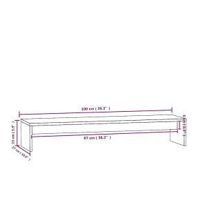 vidaXL Monitor Stand White 100x27x15 cm Solid Wood Pine